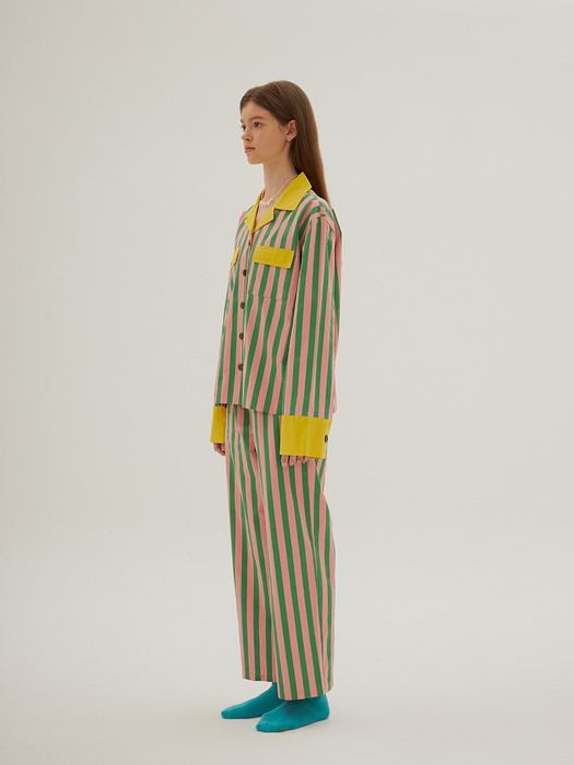 (W) Therapist PJ Shirts, Green Striped