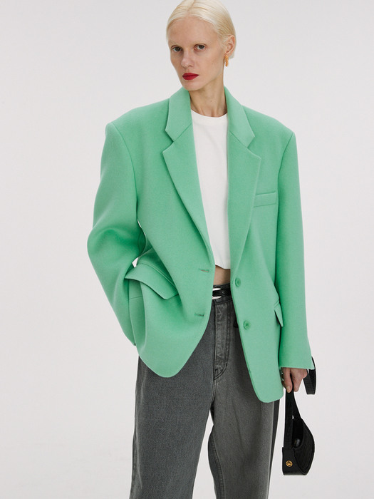 SUSTAINABLE WOOL OVERSIZED COAT, MINT