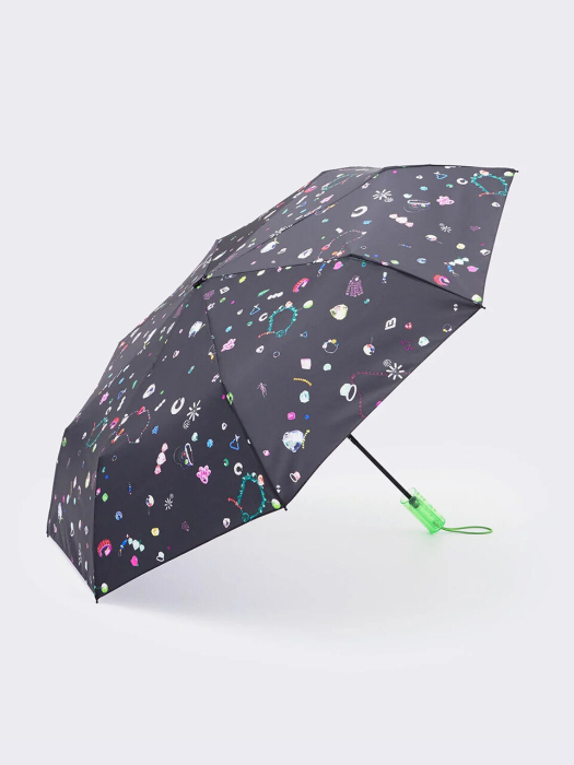 블랙 주얼 프린트 우산 B226JIZ033BKF