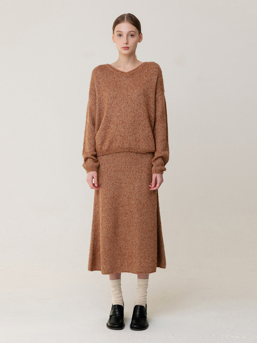 Boucle Loose-Fit Knitted Top Multed-Orange