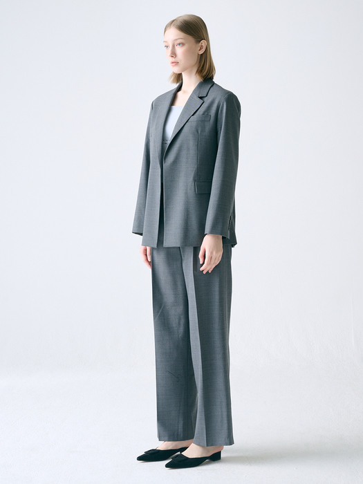 [Day-wool] Summer Wool Blazer + Wide-leg Trousers SET