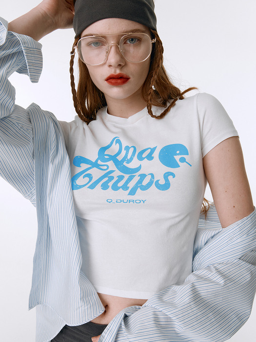 Qpachups Cropped T-Shirt - Sky Blue