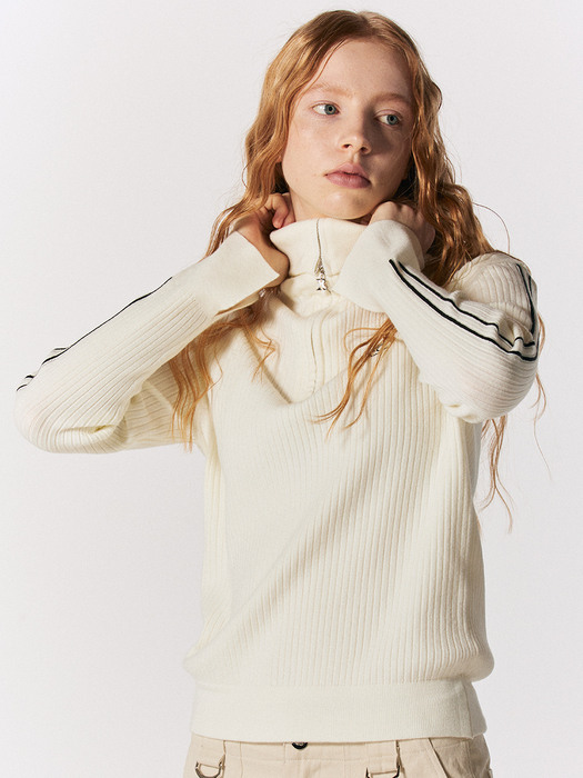 RCC Slim Knit Half Zipup Long Sleeve [IVORY]