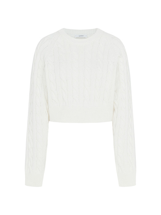 Crop Cable Knit Top[LMBCSPKN182]-Ivory