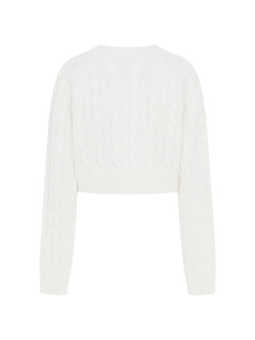 Crop Cable Knit Top[LMBCSPKN182]-Ivory