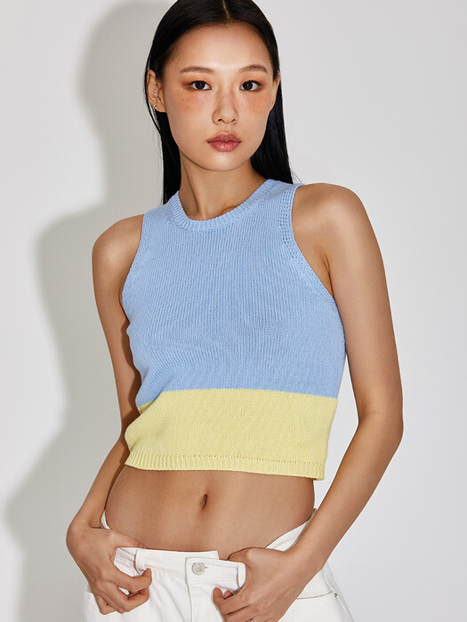 TG COLOR BLOCK SLEEVELESS KNIT TANK_T316TP112(BY)