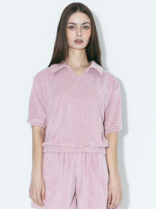 AGP 테리 폴로 하프 셔츠(W) 핑크