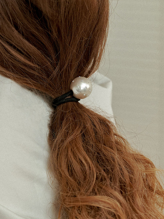 cubic edge soft pearl hair tie set