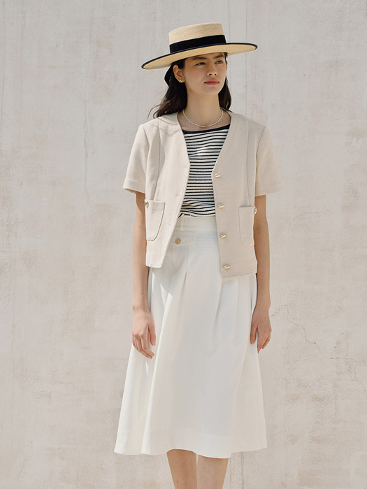 H French Mood Flare Skirt_Ivory