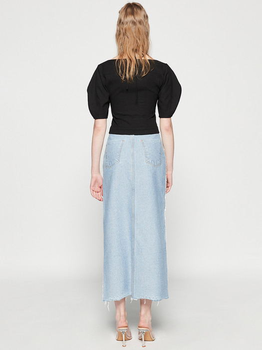 REVERSE SLIT MAXI DENIM SKIRT_LIGHT BLUE