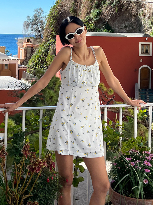 SANTA LUCIA Shirring sleeveless mini one piece (White)