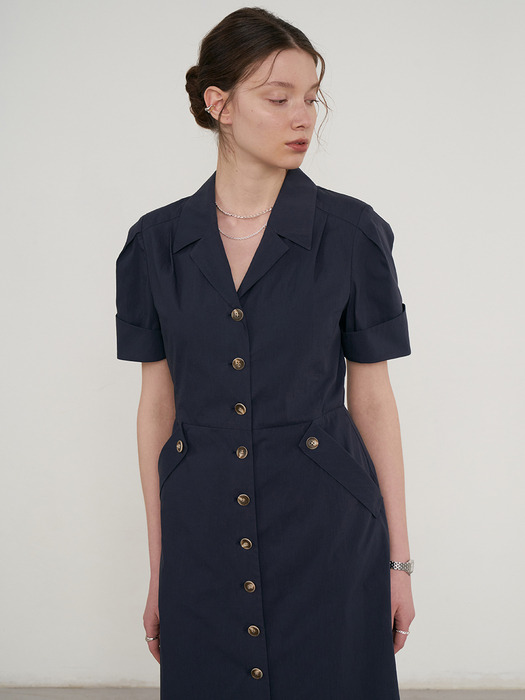 Fiona Classic Shirt Dress (Navy)