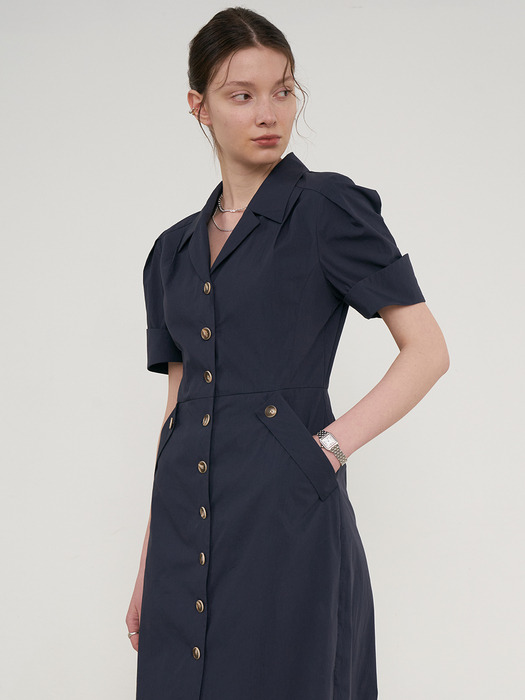 Fiona Classic Shirt Dress (Navy)