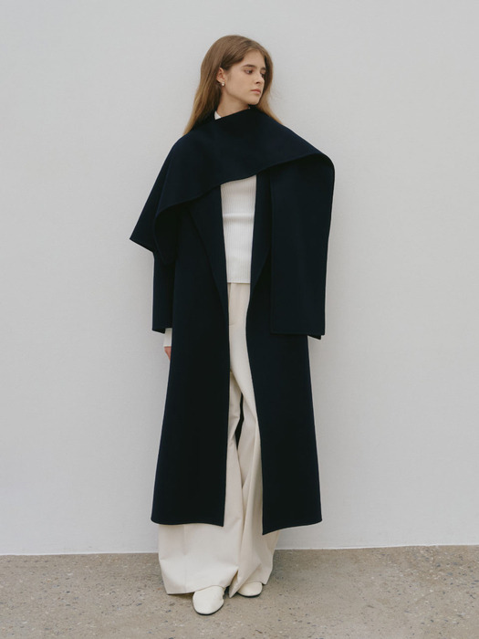 PONT NEUF Cashmere Handmade Unbalance Muffler_Royal Navy