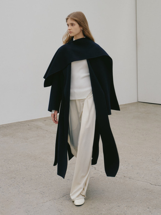 PONT NEUF Cashmere Handmade Unbalance Muffler_Royal Navy