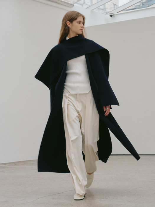PONT NEUF Cashmere Handmade Unbalance Muffler_Royal Navy