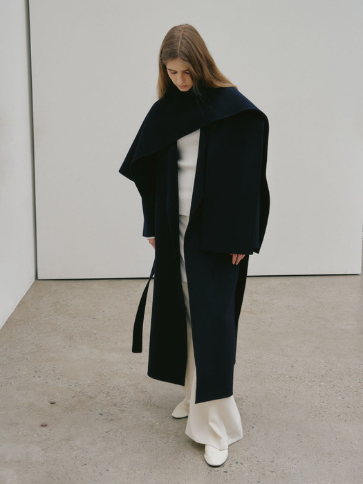 PONT NEUF Cashmere Handmade Unbalance Muffler_Royal Navy