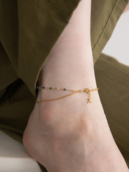 [2way] Bohemian colorchip layered bracelet/anklet