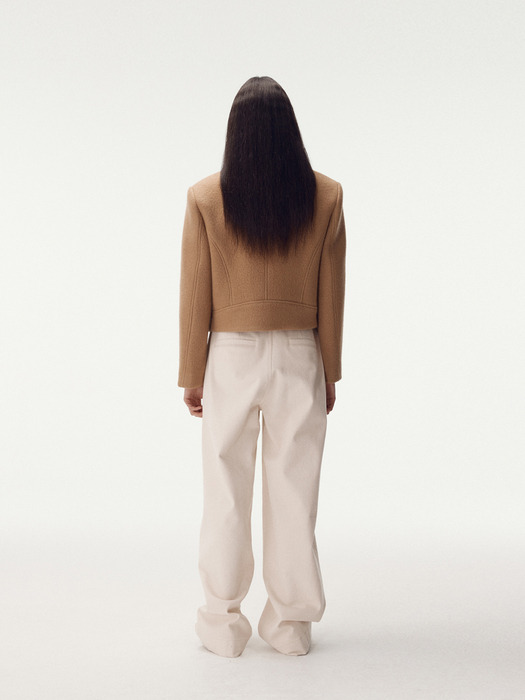 Washed Wool Single Jacket, Camel