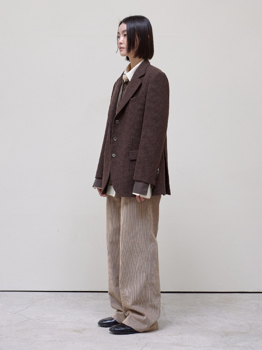 Single-breasted Oversized Blazer_Brown