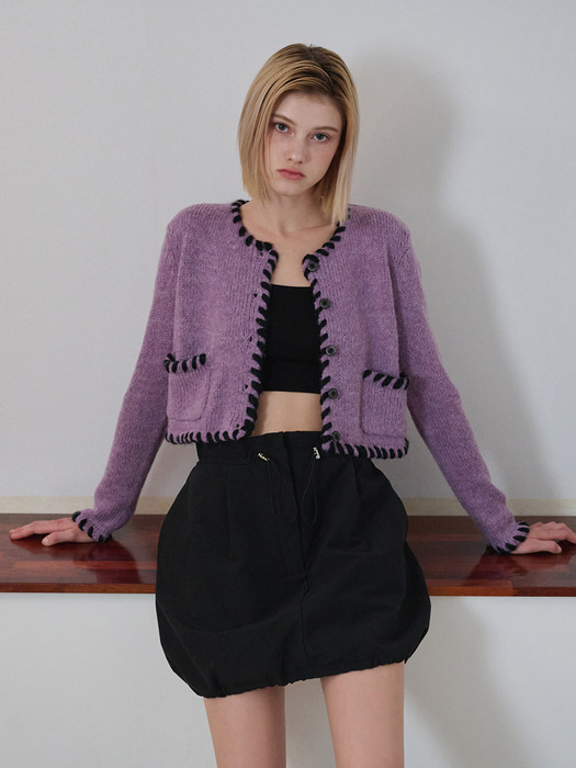 Stitch Point Knit Cardigan, Lavender