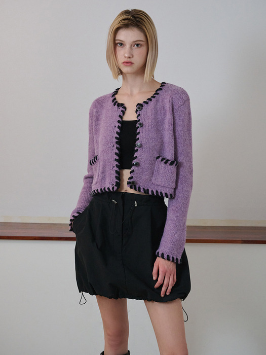 Stitch Point Knit Cardigan, Lavender