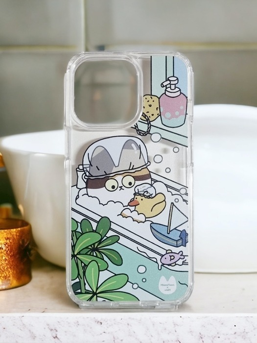 비아01x미야오타운 목욕 고양이 아이폰 갤럭시 핸드폰케이스 작가폰케이스