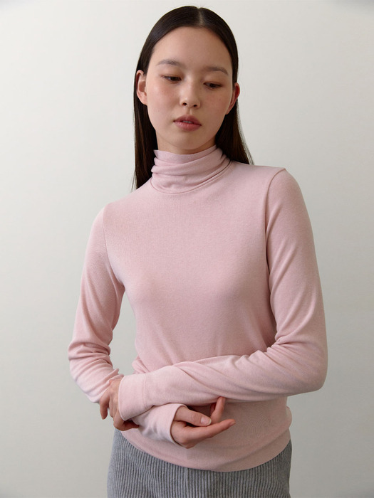 Classic Turtle neck T-shirts (Light pink)