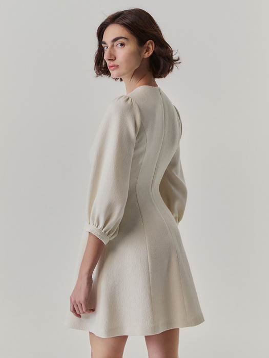 Glitter Wool-tweed Dress_Ivory