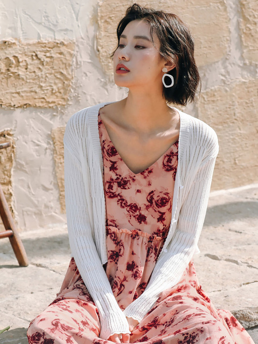 LS_White thin knitted summer cardigan