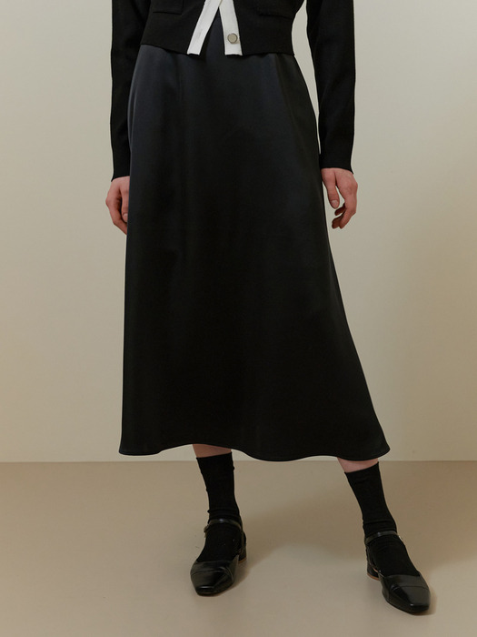 Slip satin skirt (black)