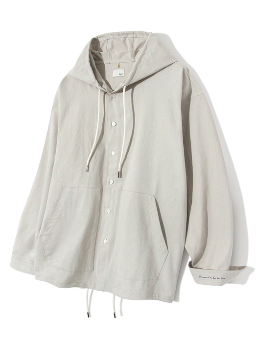 Taylor Hooded Twill Cotton Shirt S144 Gray