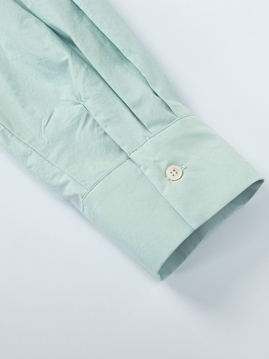 24SS 100%Cotton Open Collar Shirt - Green