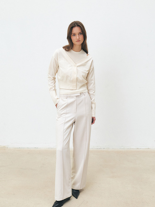 TFS PINTUCK SEMI WIDE TROUSERS_2COLORS