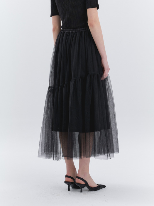 Mesh Long Skirt (Black)