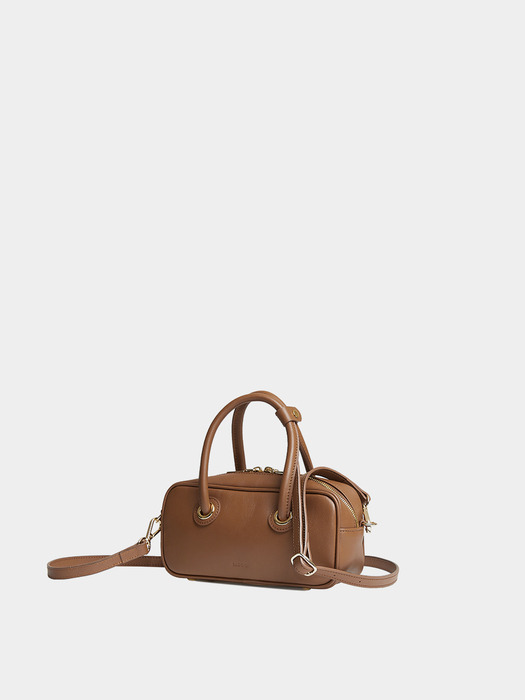 SOFT MINI BOSTON BAG, BROWN