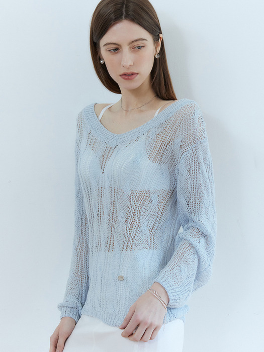 V neck twist layered summer knit - sora