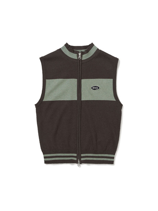 [Mmlg W] LAYERED KNIT VEST (BROWN)