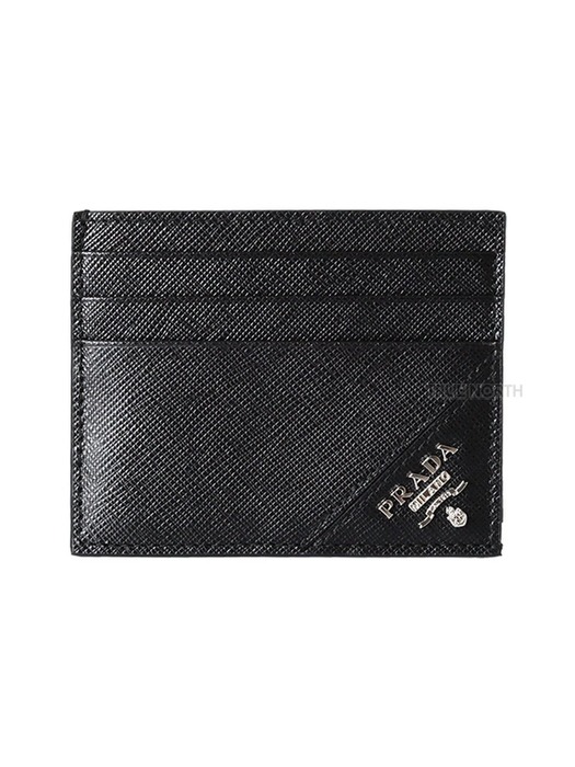 [프라다] 24SS 남성 2MC223 QME F0002 메탈 로고 사피아노 카드 지갑 블랙