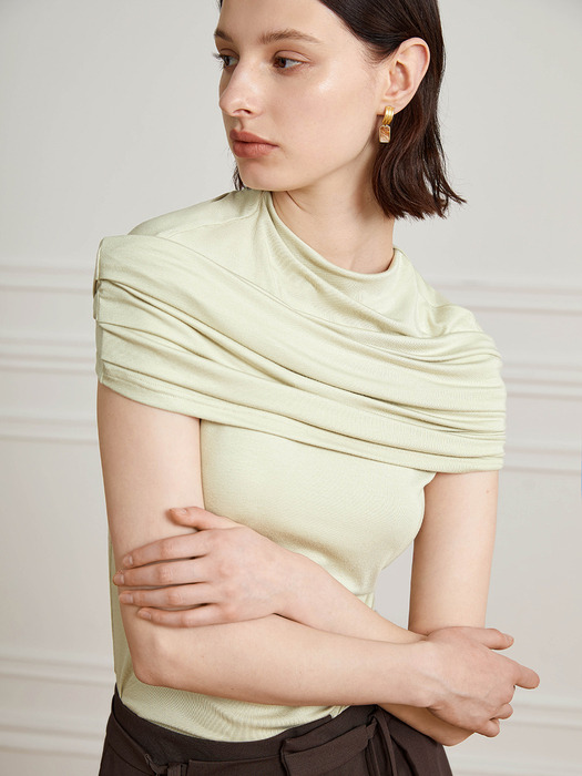 YY_Half neck shawl top