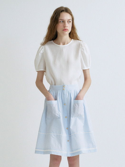 S Daily Shirring Puff Blouse_White