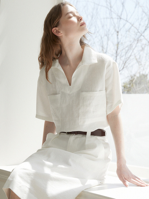 Linen short sleeve top (white)