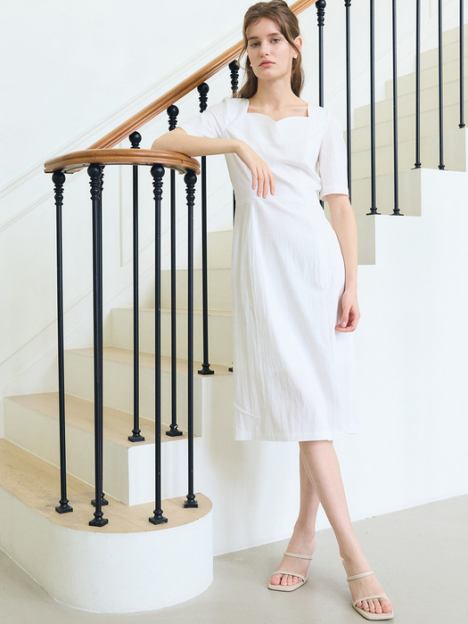 HEART NECK DRESS / WHITE