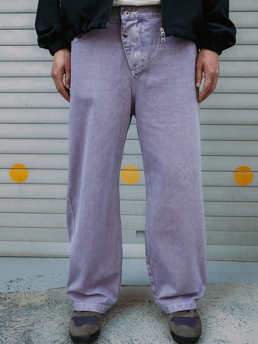 Latch tapered twill pants / Washed purple