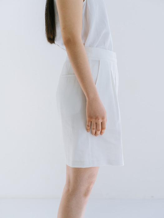 LINEN BLEND EMBROIDERY SHORTS_OFF WHITE