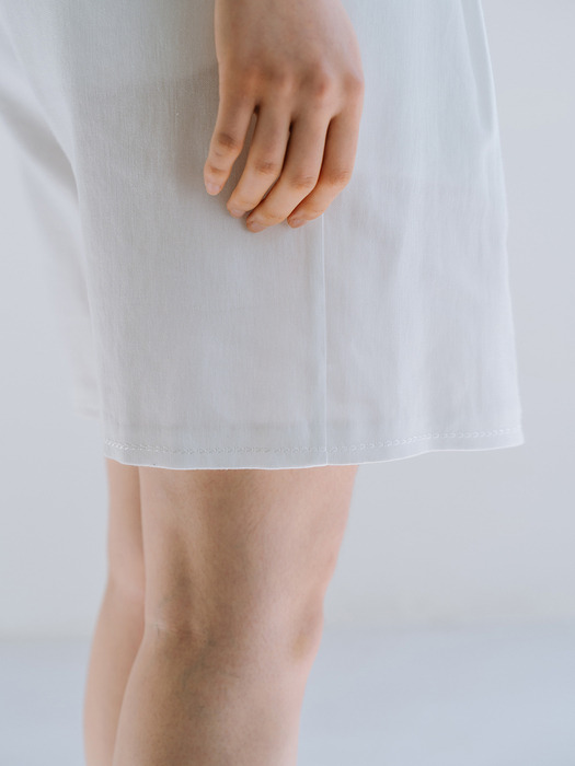 LINEN BLEND EMBROIDERY SHORTS_OFF WHITE