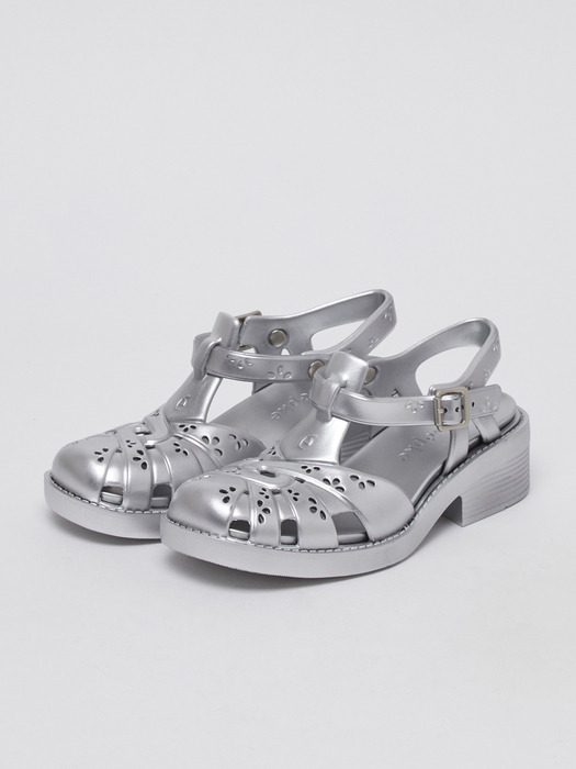 Puffy rubber sandal(Silver spoon)