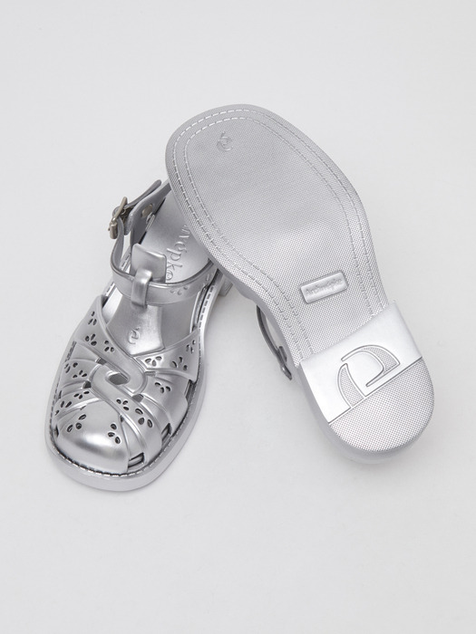 Puffy rubber sandal(Silver spoon)