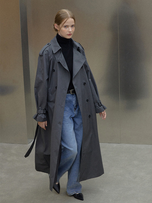 [3차] Para double trench coat (Deep grey)