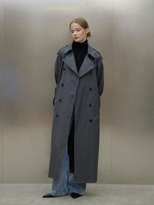 [3차] Para double trench coat (Deep grey)